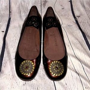Jack Rogers Regina Brown Ballet Flat Patent Leather Medallion Shoes Size 6.5